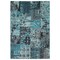 Chaudhary Living 4' x 5.5' Blue and Black Distressed Patchwork Rectangular Area Throw Rug